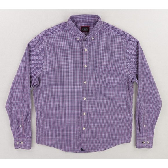 UNTUCKit Tamas Button Down Shirt Men's Medium Pink Blue Plaid Nylon Stretch - Picture 2 of 8